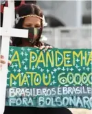  ?? AFP ?? Una mujer participa en una protesta frente al Palacio Planalto, en Brasilia, ayer.