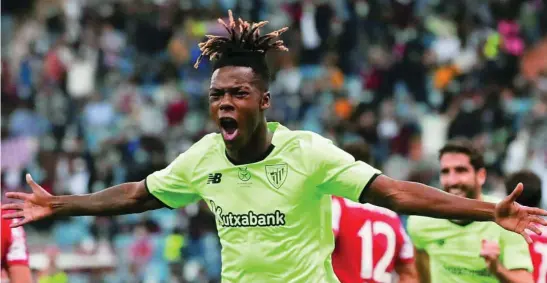  ?? EFE ?? Nico Williams celebra el gol que dejó fuera de la Supercopa al Atlético de Madrid