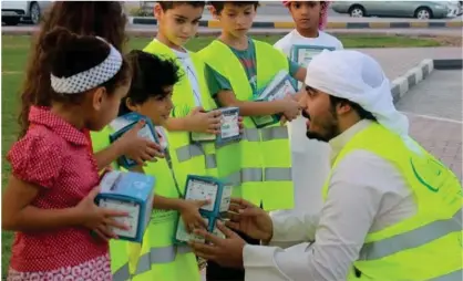  ??  ?? Sharjah: Child volunteers learn the essentials of duty to society.