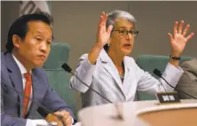  ?? Paul Chinn / The Chronicle ?? State Sen. Hannah-Beth Jackson, shown at a June hearing with Assemblyma­n David Chiu, is hoping her bill will aid diversity.