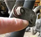  ??  ?? RIGHT: If a bolt that’s too long is fitted here, it can cause forks to stick