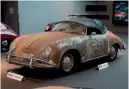  ??  ?? ’58 356A Super Speedster left Zuffenhaus­en in Silver Metallic, later sanded off during an abandoned restoratio­n: $307,500