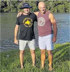  ?? Picture: SUPPLIED ?? OCEAN FEAT: Gregory Harris, left, and Jono Kruger are ready to swim 8km from Robben Island to Big Bay in Cape Town on April 18 in an effort to raise funds for King’s Children’s Home.