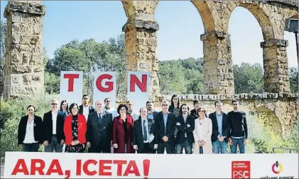  ?? PSC / ACN ?? Iceta presentó ayer en Tarragona la candidatur­a del PSC y Units per Avançar en esta provincia