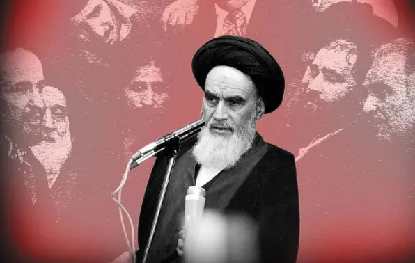  ??  ?? REPRESSION: Ayatollah Khomeini addresses an audience in the airport building in Tehran in February 1979 following his arrival from 14 years of exile