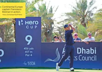  ?? Harry Grimshaw/Gulf News ?? Continenta­l Europe captain Francesco Molinari in action.