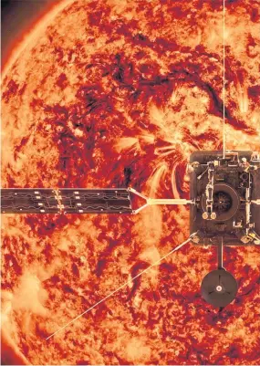  ?? Picture: PA. ?? An artist’s impression of Solar Orbiter taking pictures of the Sun during its close pass.