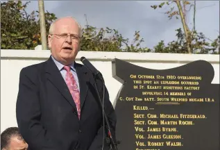  ??  ?? Senator Michael McDowell addressing the commemorat­ion
