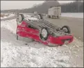  ?? PHOTO
| SUPPLIED ?? Paul Bogusz’s 1999 Honda Civic overturned Jan. 8 as he traveled eastbound on Interstate 80-94 near Michigan City, Ind.