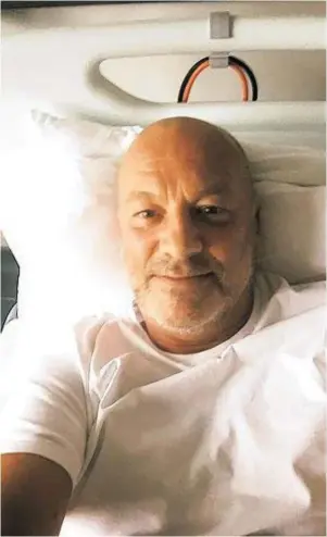  ??  ?? HEART SCARE : Former Dons player Neale Cooper in hospital after a heart attack