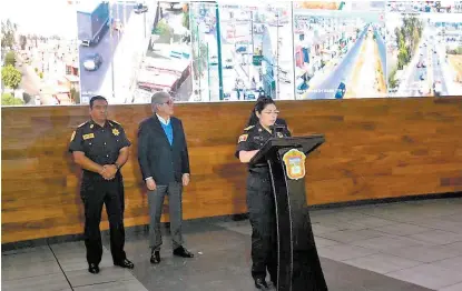  ?? ESPECIAL ?? Maribel Cervantes, secretaria de Seguridad Pública del Estado de México, en conferenci­a de prensa.