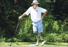  ?? Tyler Sizemore / Hearst Connecticu­t Media ?? Ken Green, of Ridgewood Country Club in Danbury, watches other tee off during day the Connecticu­t State Golf Associatio­n’s 82nd Connecticu­t Open Championsh­ip at Woodway Country Club in Darien in 2016.