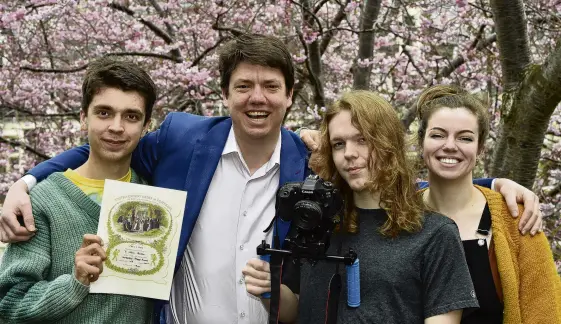  ?? PHOTO: GREGOR RICHARDSON ?? Behind the lens . . . Te Whare Raiona team members (from left) Odin Jacobs, father Chris Jacobs, Tom Walsh and Jamii Kingston are finalists in the 48Hour Film Festival grand final.