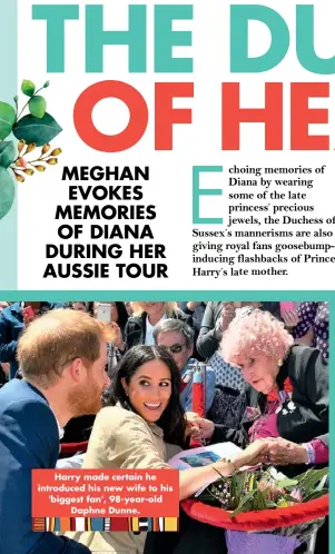  ??  ?? Harry made certain he introduced his new wife to his 'biggest fan', 98-year-old Daphne Dunne.