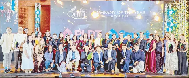  ?? ?? PLDT-Smart wins as Company of the Year at the Quill Awards.