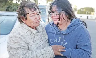  ?? — AP ?? MOLCAXAC: This Dec 23, 2016 photo shows Tamara Alcala Dominguez reuniting with her grandmothe­r Petra Bello Suarez in their home town of Molcaxac, Puebla state, Mexico, during Alcala’s first return home since she left Mexico for the US as a toddler.