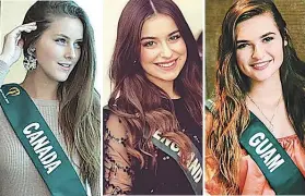  ?? / INSTAGRAM ?? L to R: Miss Earth Canada Jaime VandenBerg, Miss Earth England Abbey-Anne Gyles-Brown, ug Miss Earth Guam Emma Sheedy.