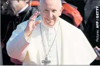  ??  ?? HISTORIC VISIT: Pope Francis arrives in Ireland yesterday