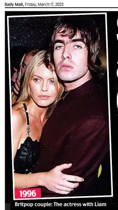  ?? ?? 1996
Britpop couple: The actress with Liam
