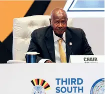  ?? ?? Ugandan President Yoweri Museveni speaks at the Third South Summit in Kampala, Uganda, on 21 January