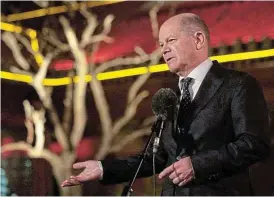  ?? ?? Talking issues: German Chancellor Olaf Scholz speaks during a press conference in Beijing./Reuters