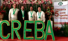  ??  ?? Senate Committee on Housing, Urban Developmen­t and Resettleme­nts Senator Joseph Victor G. Ejecito was the Keynote Speaker at the Opening Ceremonies of the 27th CREBA national convention. (L-R) CREBA VP-External Roberto A. Alvarez, Jr., national president Noel Toti M. Cariño, Sen. Ejercito and Convention Chairman Atty. Antonio M. Bernardo