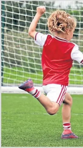  ??  ?? Maya Sher takes a shot as Judy Murray keeps goal at Lewes FC as she was filming Driving Force last week