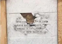  ?? COURTESY PHOTO ?? A part of the inscriptio­n on the obelisk at the Plaza was broken off.