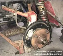  ??  ?? Combinatio­n of drum brakes and independen­t suspension