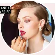  ??  ?? AMANDA SEYFRIED
Amanda Seyfried’s elegant slicked updo matched perfectly with her purple-red pout, courtesy of celeb makeup artist Genevieve Herr, who took to Instagram the day prior to begin prep by mixing a few new Lancôme L’Absolu Rouge Drama Ink Lipsticks for the hue. Unfortunat­ely these aren’t available in Australia just yet, but this colour is close!