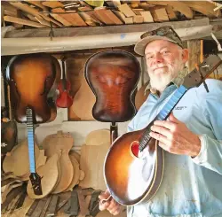  ?? COURTESY MIKE ROSSO ?? William “Bill” Bussmann in 2016 at his luthier shop, Old Wave Mandolins, near Caballo in Southern New Mexico. The musician, who crafted hundreds of musical instrument­s, died May 8 at age 74.