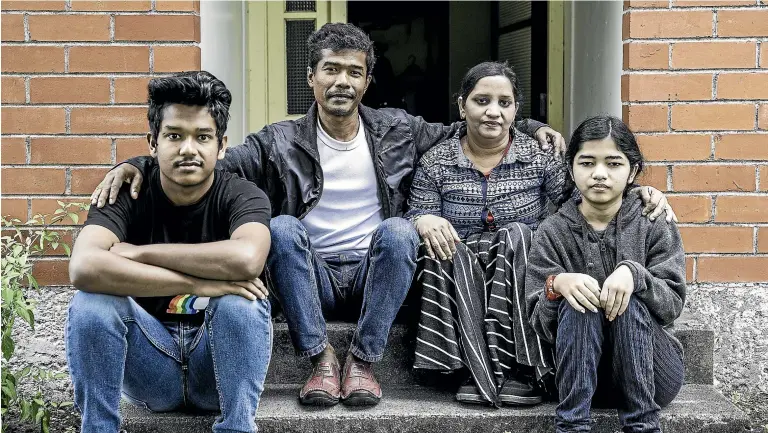  ?? PHOTOS: DAVID UNWIN/STUFF ?? The Norbasha family are Myanmar refugees who came to New Zealand late last year. From left: Mohammed Norbasha, Shenenas Norbasha, Akbar Bach Shah Norbasha and Zahara Norbasha.