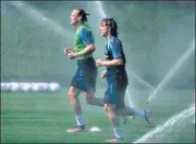  ?? AFP ?? Croatia's Luka Modric (R) and Domagoj Vida during training.