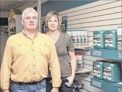  ?? CODY MCEACHERN   TRURO DAILY NEWS ?? Kevin and Stephanie Scammell started their business Grow & Brew in 2002, selling specialize­d indoor growing equipment, supplies and at-home brewing kits out of their Green eld home. After 16 years of business, the couple have moved their business from...