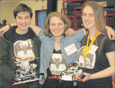  ?? WENDY ELLIOTT ?? The Horton Robats team, which came third in the Robofest, consists of Lydia Wilks, left, Margaret Hopkins and Anna Joy Aylward Burgess.