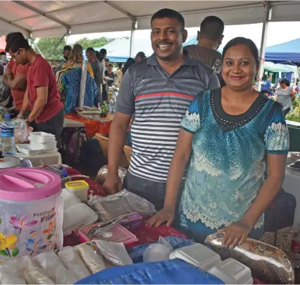  ?? Photo: Mereleki Nai ?? Sanjeet Kumar and his wife, Anita Devi at the VotCity/JetSet Flea Market in Nadi.