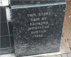  ?? Pictures: Retronaut ?? The Montague Burton foundation stone, laid in 1932; right, reproduced pages from 1930s Burton catalogues