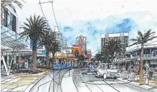 ??  ?? One of the early artist’s impression­s showing the light rail station at Surfers Paradise.