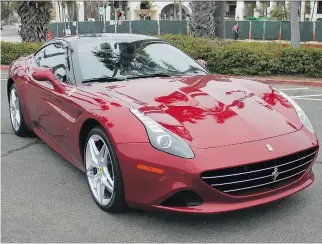  ?? DAVID BOOTH/DRIVING ?? The Ferrari California T: The T represents the addition of two turbocharg­ers to Ferrari’s now 3.9-litre V8 engine. Canadian California Ts start at $248,016.