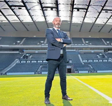  ??  ?? Scotland manager Steve Clarke at Hampden after signing his new deal with the SFA