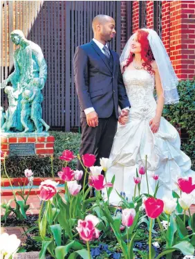  ?? [PHOTO BY CHRIS LANDSBERGE­R, THE OKLAHOMAN] ?? The garden courtyard at Crown Heights United Methodist Church, 1021 NW 37, is a popular site for bridges and grooms seeking an intimate wedding site.