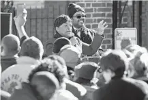  ??  ?? Speaker of the House Adrienne A. Jones addresses the crowd at the rally.