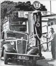  ??  ?? End product: Ken Butcher’s service station in Gill St, New Plymouth, circa 1935, dispensing gasoline from a single pump.