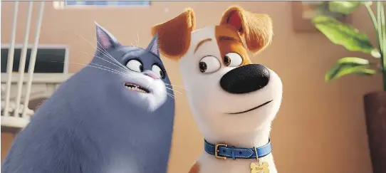  ?? ILLUMINATI­ON ENTERTAINM­ENT ?? Chloe (voiced by Lake Bell), left, and Max (Louis C.K.) are animated stars in The Secret Life of Pets.