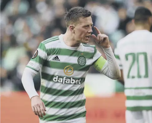  ?? ?? Callum Mcgregor missed a penalty against Ferencvaro­s but was immediatel­y looking to atone for the mistake