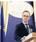  ?? FOTO: RTR ?? Außenminis­ter Heiko Maas bei einer Pressekonf­erenz in Athen.