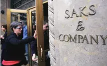  ?? REUTERS ?? Saks Fifth Avenue store in New York