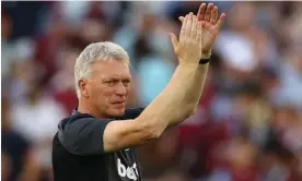  ?? Season. Photograph: Matthew Childs/Action Images/Reuters ?? David Moyes applauds West Ham’s victory at home to Chelsea; they are unbeaten this