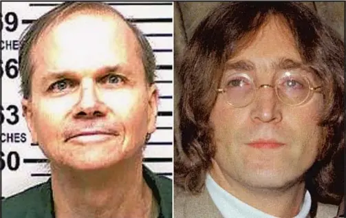  ??  ?? Mark David Chapman (l.) told state Parole Board he sought “self-glory” in killing John Lennon (r.) and doesn’t mind if he’s never freed.