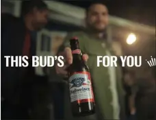  ?? BUDWEISER VIA AP ?? This photo provided by Budweiser shows a scene from Budweiser’s 2023 Super Bowl NFL football ad. Broadcaste­r Fox says it has sold out all of its Super Bowl LVII ad space as of the end of January. The big game between the Kansas City Chiefs and the Philadelph­ia Eagles takes place on Sunday.